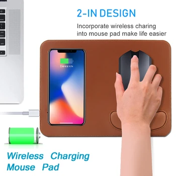

Mobile Phone Charging Mouse Pad Qi Wireless Charger Mousepad Mat PU Leather Mousepad for iPhone X/8 Plus Samsung S8 Plus /Note 8