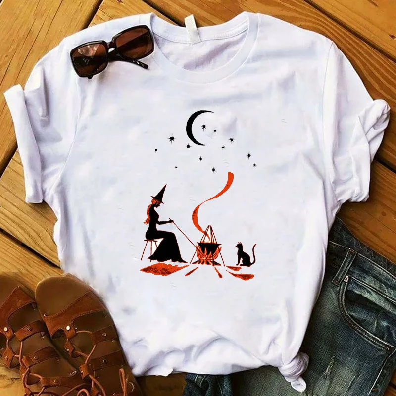 Модная женская футболка s Basic Witch coffee halloen с графическим принтом Футболка Femme Топ Футболка женская одежда футболка - Цвет: GJS9422