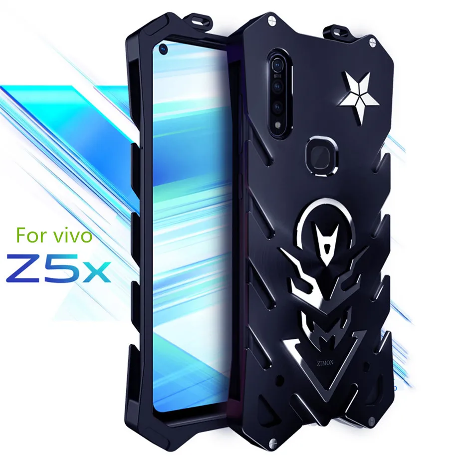 

Zimon For Vivo Z5x Case 6.53'' Luxury Top Aviation Aluminum Heavy Duty Armor Frame Metal Case For Vivo Z5X Black Back Cover