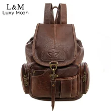 Mujeres Mochila de La Vendimia Bolsas Grandes De La Escuela Mochilas para Niñas Adolescentes de La Moda de Alta Calidad de Cuero de LA PU Negro Bolsa mochila XA658H