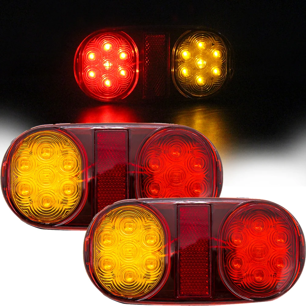 

2PCS 14 LED Car Truck Trailer Boat Caravan Rear Tail Light Brake Lamp Taillight Red Yellow Stop Lamp Taillight