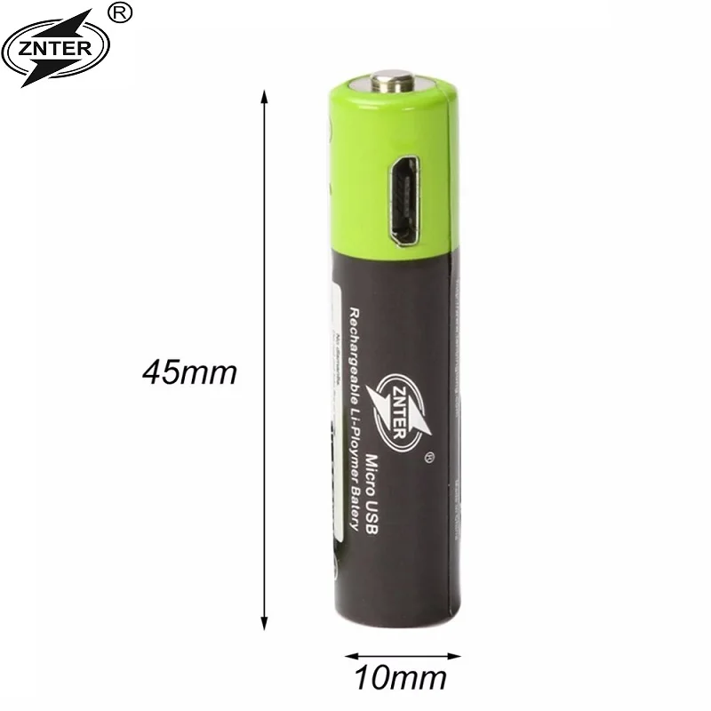 ZNTER 1,5 V AAA перезаряжаемая батарея 400mAh USB перезаряжаемая литий-полимерная батарея Быстрая зарядка через кабель Micro USB