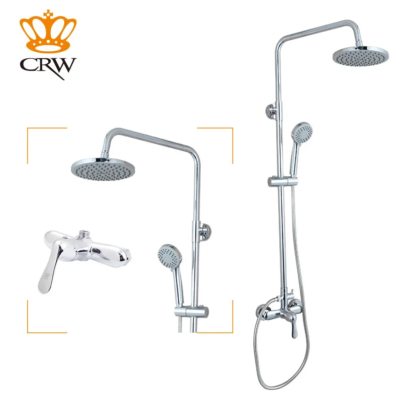 

CRW 3 Function Wall Mount 8" Rainfall Shower Set with Hand Shower Head and Spout Chrome Finished 9252