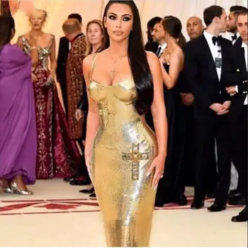 

New Celebrity Fashion Dress Gala Sequined Gown Red Carpet Dress Sexy Strao Bodycon Long Dress