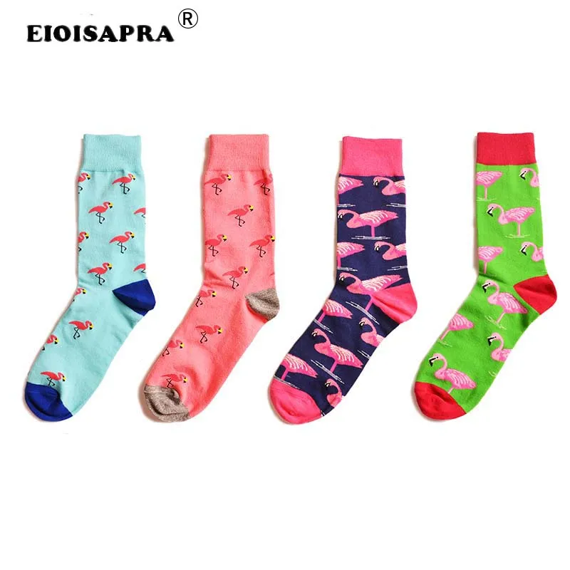 Крутые Новые счастливые носки унисекс тренд уличные Носки с рисунком каваи жаккард животных Рисунок Фламинго Harajuku Sokken