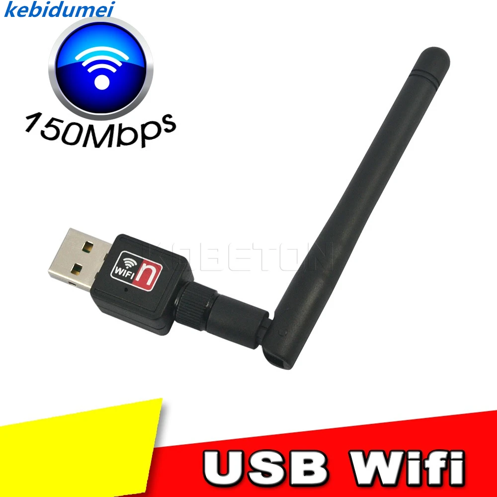 

kebidumei 2018 New Mini USB wifi LAN card Wireless Computer network Adapter 150Mbps 802.11b/n/g 2dBi Network Card with Antenna