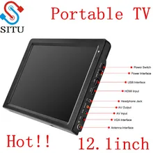 Портативный DVB-T-T2 12,1 дюймов перезаряжаемый цифровой цветной ТВ телевизионный проигрыватель TFT-LED экран