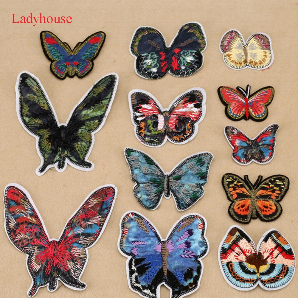

12PCS Butterfly Patch Iron on Cloth DIY Ornaments Decorative Lovely DIY Patches Sew-on Embroidered Patch Motif Applique Sticker