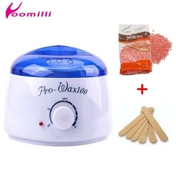

300g Hot Film Hard Wax Hair Removal Bean+Wiping Stick 6pcs+Hot Wax Warmer Heater Pot Depilatory Machine Epilator for Bikini