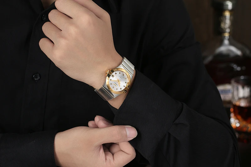 Мужские часы, Топ бренд, роскошные часы, мужские автоматические брендовые сапфировые механические часы из нержавеющей стали, золотые, водонепроницаемые, Relogio Masculino