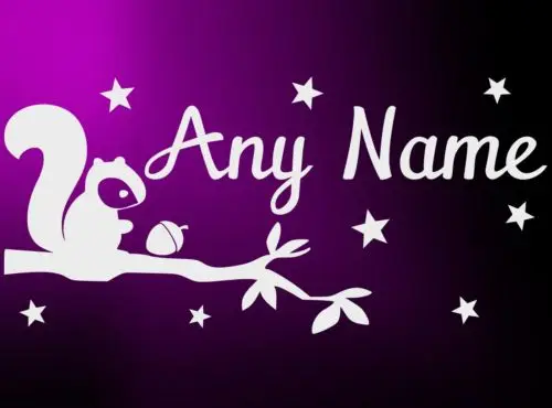 Lucu Tupai Cabang Kacang Bintang Personalized Nama Vinyl Wall