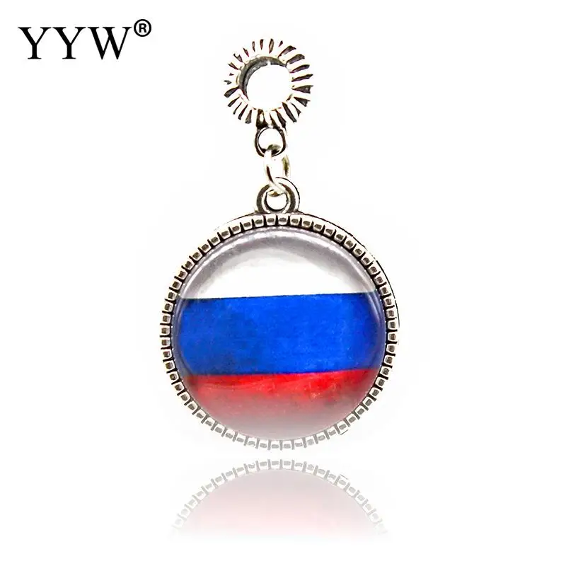 

Russia Round Enamle Flag Charms Original Silver Color Thread Beads fit for Women Charms Bracelets & Necklaces Jewelry