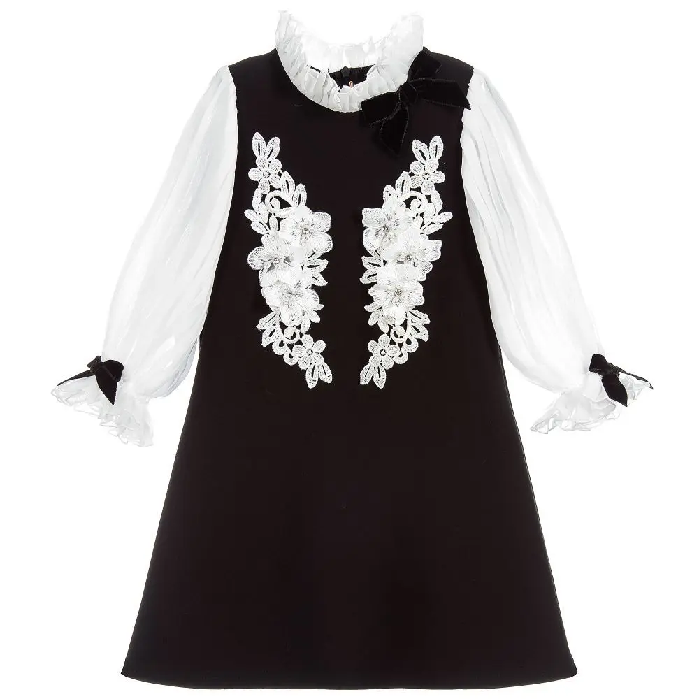 

Autumn girl dress long sleeve girls dresses embroidered floral kids princess dress robe princesse enfant fille kids clothes
