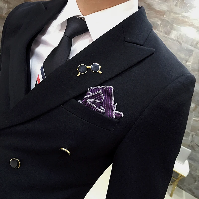 ( Jackets + Pants ) Solid Color Double Breasted Suit Groom Wedding Suits Men Dress Suit Dinner Party Prom Suit Formal Business ( Jackets + Pants ) Solid Color Double Breasted Suit Groom Wedding Suits Men Dress Suit Dinner Party Prom Suit Formal Business