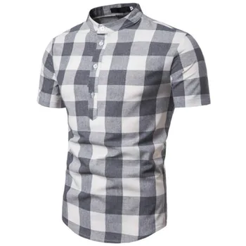 

Free shipping men shirt short sleeve plaid shirt men fashion tops summer wear