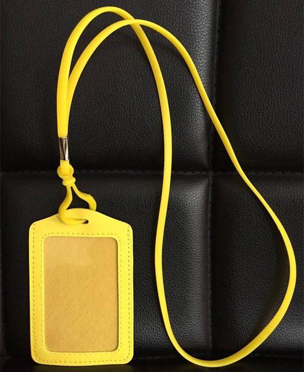 

1pcs Silicone Custom Neck Lanyard with Plastic Clip+Vertical PU ID Name Card Badge Holder Office School Company Supplies