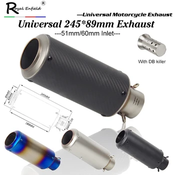 

Laser marking New Motorcycle Exhaust Pipe Scooter Modified 61mm 50mm carbon fiber exhaust Muffler pipe For ER6N for S1000RR