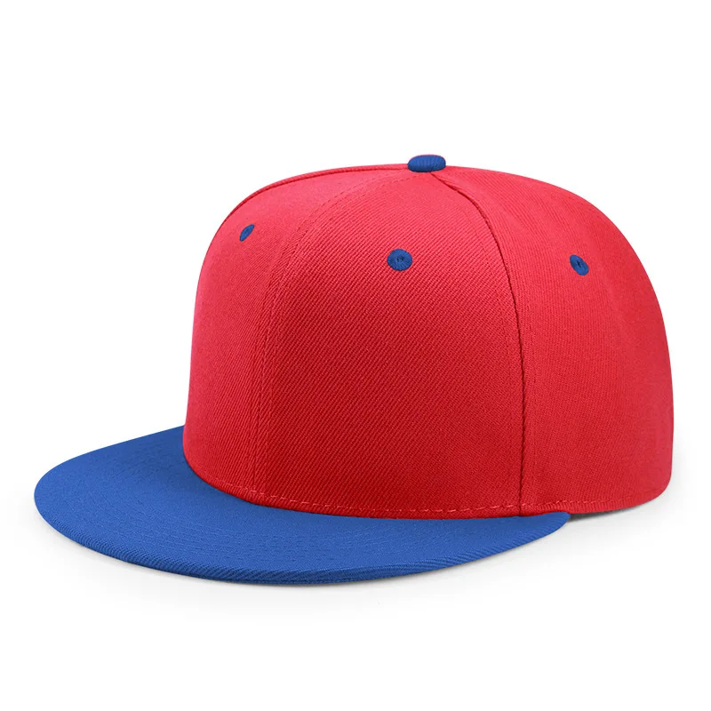 Хип-Хоп плоская кепка, одноцветная бейсбольная кепка с заплатками для взрослых, Женская и Мужская бейсболка с логотипом на заказ, простая Кепка, 33 цвета - Цвет: blue red