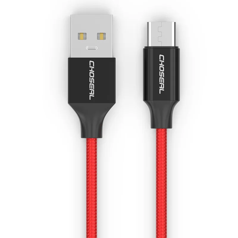 Choseal USB 2,0-USB-C быстрое зарядное устройство нейлоновая оплетка type-C кабель для передачи данных для samsung Galaxy S10 9 для huawei mate 20 Pro шнур зарядного устройства - Цвет: Красный