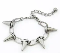 Готический панк-рок Золотой пистолет черные серебряные заклепки шип конус Sud талисманы круг звено цепи браслеты для женщин богемные вечерние подарки - изображение