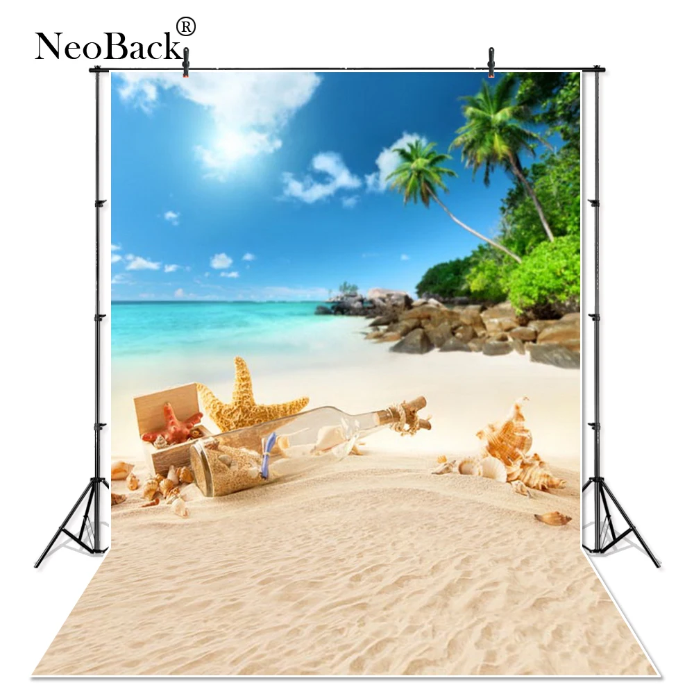 

NeoBack 5x7ft Poly Vinyl Summer Sea Beach View Photo Backgrounds Photo Studio Indoor Computer Printed Children Backdrops P2288
