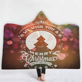 

Christmas Tree Dream Style Blanket with hat keep Warm soft comfortable Blanket Letter Merry Christmas lighting Blanket