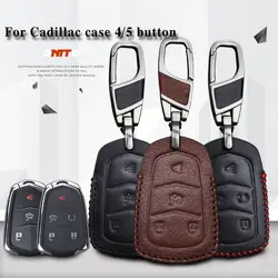 4/5 button натуральная кожа сумка ключ ключи от машины футляры для Cadillac Escalade ATS CTS SRX XT5