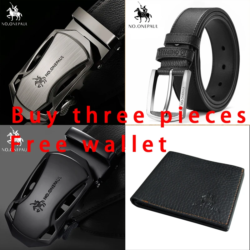 Ceny NO.ONEPAUL Luksusowa marka męska pas skórzany pas męski mężczyzna prawdziwej skóry pin klamra i automatyczne klamry pasy 3szt pasów