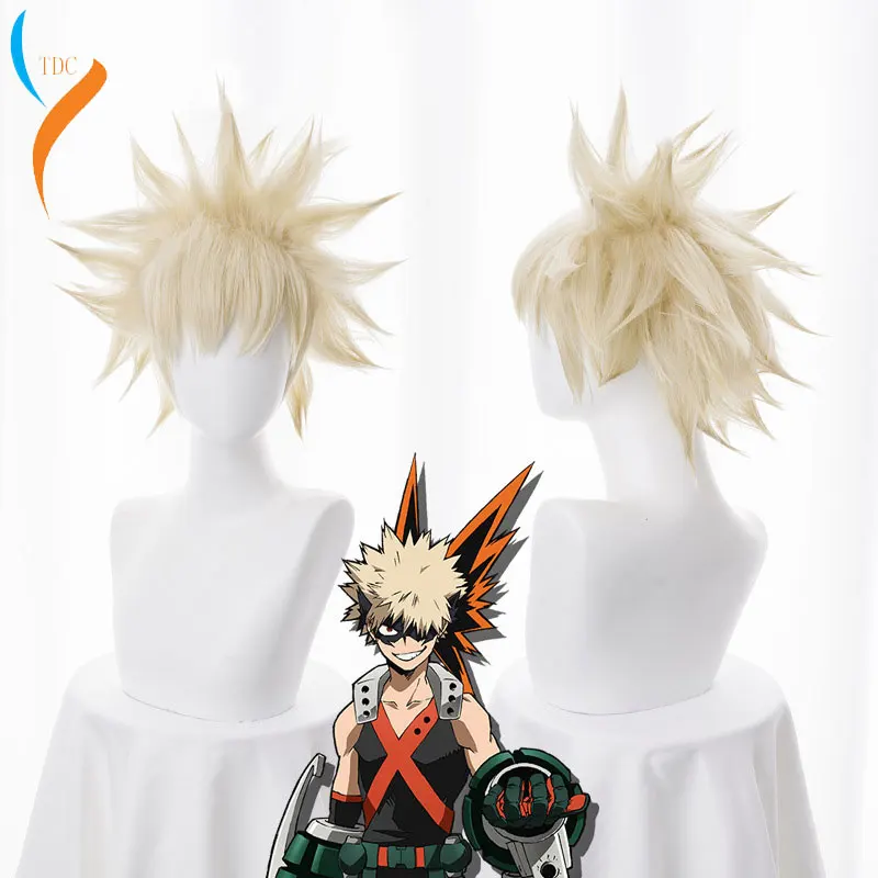 Короткий парик My Hero Academia Bakugou Katsuki Bakugo карнавальный костюм Boku no термостойкие