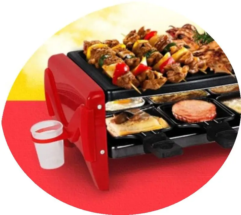 Indoor electric grill Korean household smoking double queen non stick