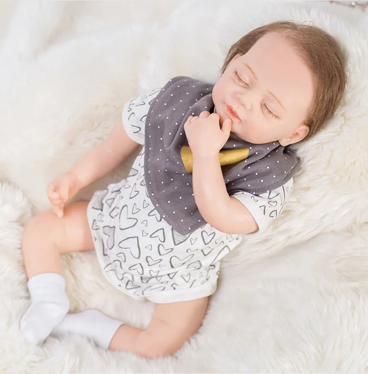 

19" NPK DOLL Sleeping Baby Reborn Doll With plush doll 3/4 Silicone Vinyl cute Lifelike soft Baby Bonecas boy kit Bebe Reborn