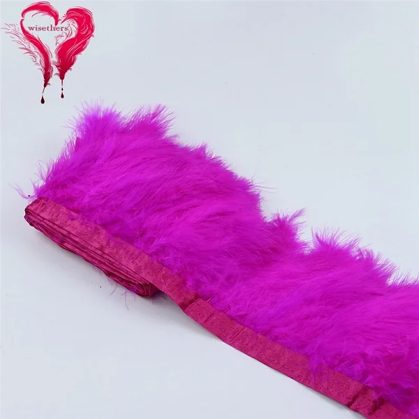 2 Meters/Lot 10-15 CM Dyed Colored Downy Turkey Marabou Feather Fringe Trimming Satin Ribbon Trim Garment Decoration 22 Colors - Цвет: Rose