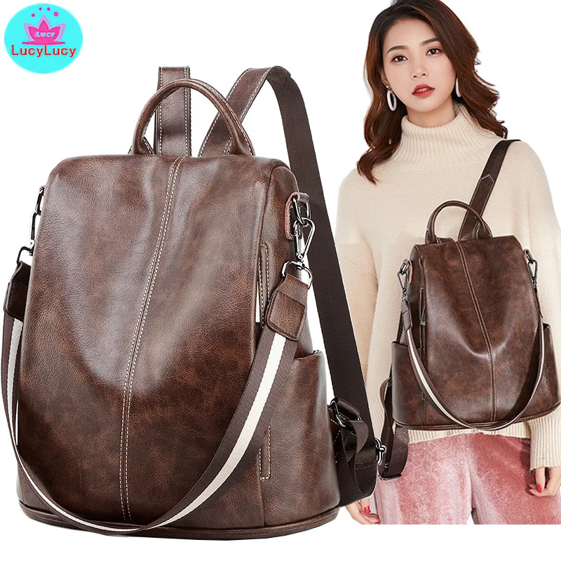

2019 product Korean version explosion with more use soft leather backpack travel bag fashion anti-theft two-shoulder bag women