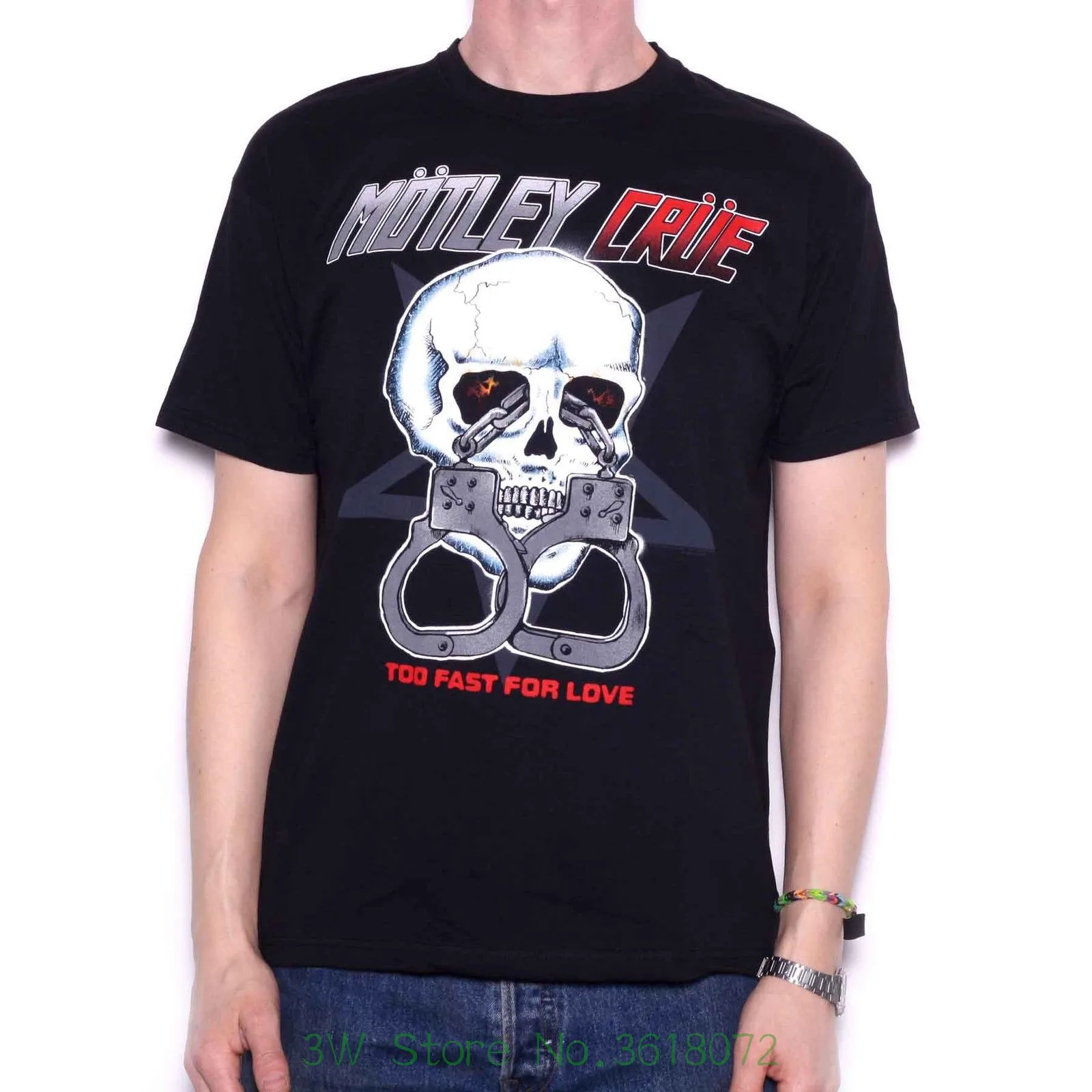 Short Sleeve Hipster Tees Motley Crue T Shirt Too Fast For Love Skull