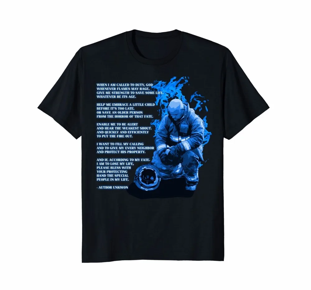 

2019 Hot sale Fashion Fire Fighter Prayer Shirt Fire Department Fireman T-ShirtTee shirt