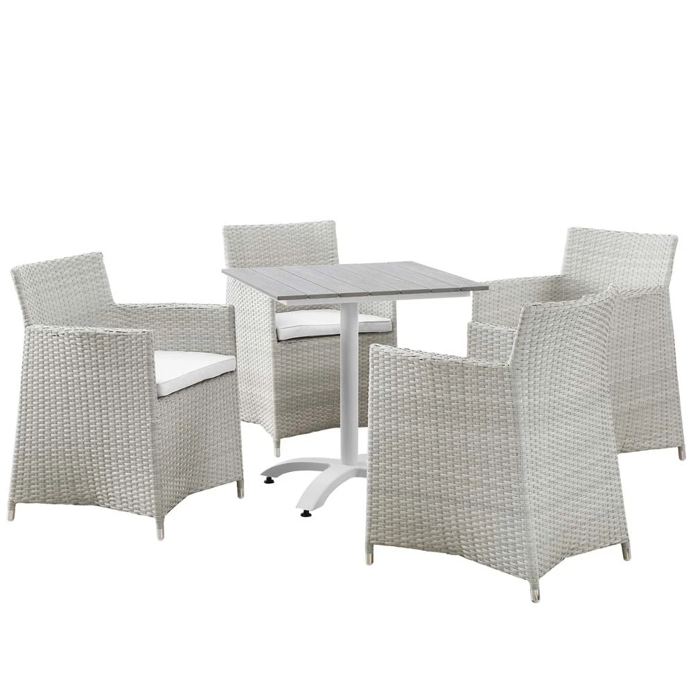 Gray White Junction 5 Piece Outdoor Patio Dining Set