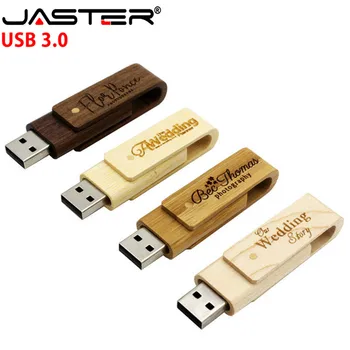 

JASTER USB 3.0 laser engraving logo customized wooden rotatable usb flash drive turn over usb 4GB 8GB 16GB 32GB Fashion flash d
