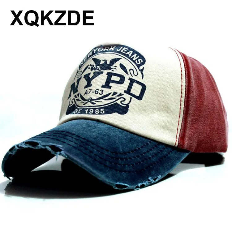 XQKZDE 7 Color Cotton baseball caps NYPD Fitted Hip Hop Casual hat gorras 5 panel snapback wash hats men women unisex CF01 | Аксессуары