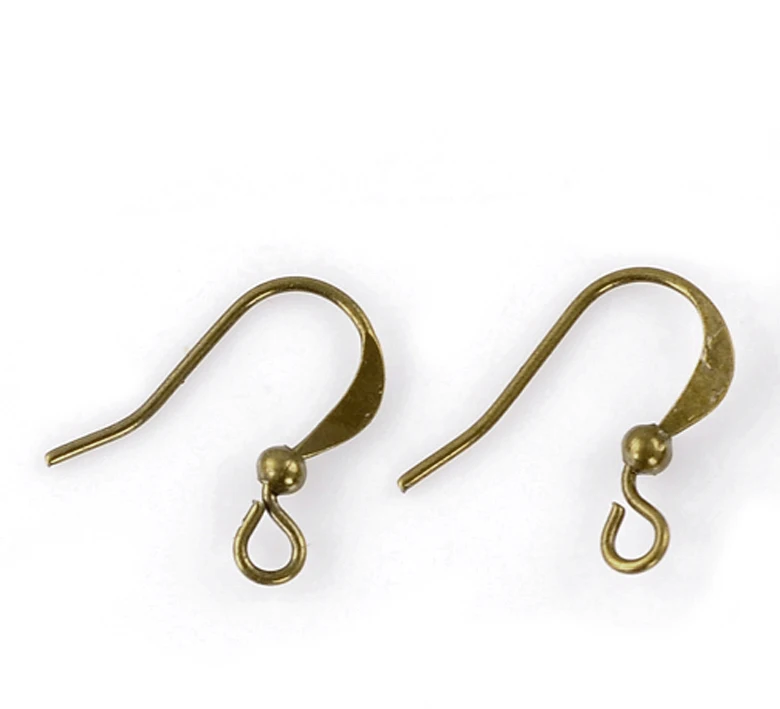 Iron Alloy Ear Wire Hooks Earring Findings Antique Bronze Color Diy