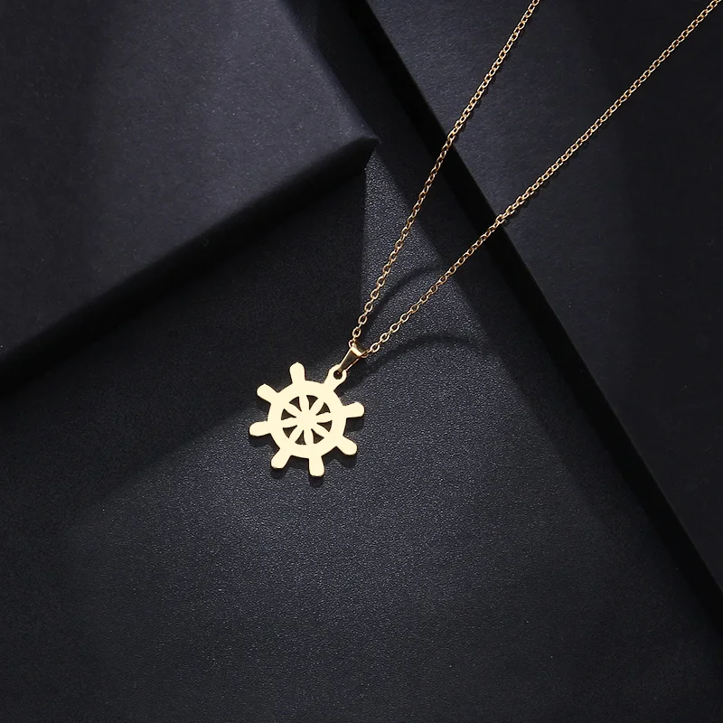 CACANA Stainless Steel Necklace For Women Man Lover's Ruder Gold And Silver Color Pendant Necklace Engagement Jewelry