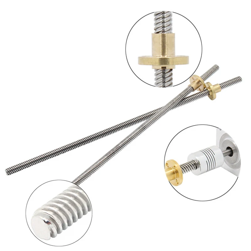 جديد حار 100-600 مللي متر الفولاذ المقاوم للصدأ T-نوع محرك متدرج رباعي الرصاص المسمار 8 مللي متر موضوع T8 ل 3D طابعة