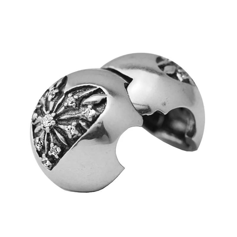 

DIY Fits for Pandora Beads Bracelets Heart of Winter Clip Charms with Clear CZ 100% 925 Sterling-Silver-Jewelry Free Shipping