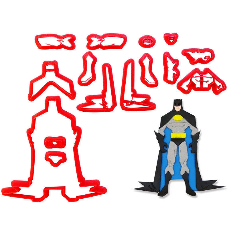 

Custom Made 3D Printed Super Hero Batman Body Cookie Cutter Set Fondant Cupcake Mould Cake Decorating Tools cortador de fondant