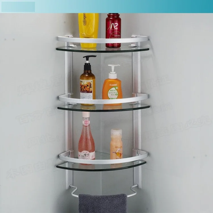 Aluminum 3 Tier Gl Shelf Shower Holder Bathroom Accessories Aluminum 3 Tier Gl Shelf Shower Holder Bathroom Accessories Corner Shelves For Storage Wall Mount In From Home Improvement On