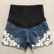 Summer Short Maternity Lace font b Jeans b font Pants For Pregnant Women Clothing font b