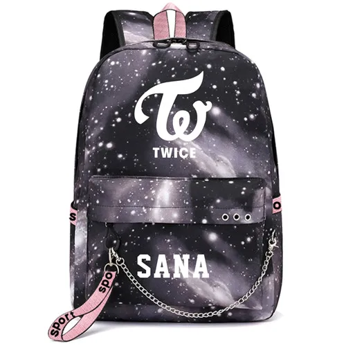 Twice Ji Hyo Tzuyu Mina корейский рюкзак школьные сумки Galaxy Thunder Mochila сумки рюкзак с цепочкой для ноутбука USB порт - Цвет: Style 11