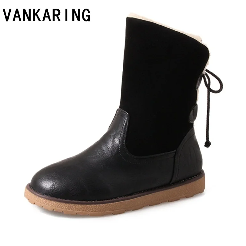 VANKARING winter warm snow boots women cheap faux leather fur female shoes platform boots mujer ...