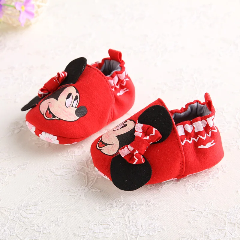 Disney Fashion Mickey New Autumn Winter Baby Shoes Girls First Walkers Newborn Shoes 0-18M First Walkers
