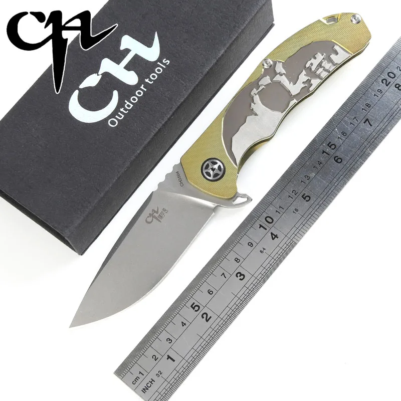 

CH 3504 original design Flipper folding knife S35VN Blade ball bearings TC4 Titanium handle camping fruit pocket knife EDC tools
