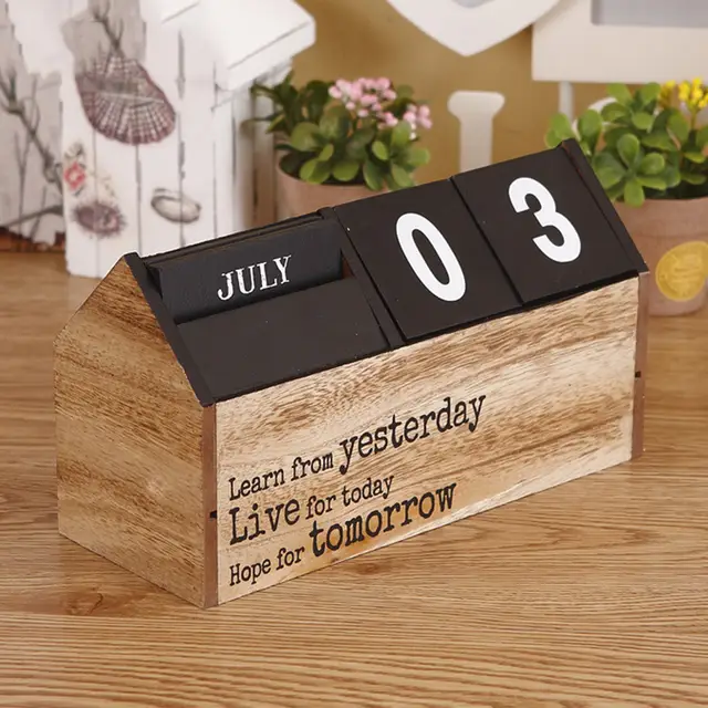 Handmade Wooden Calendar Diy Desktop Home Crafts Desk Calendar